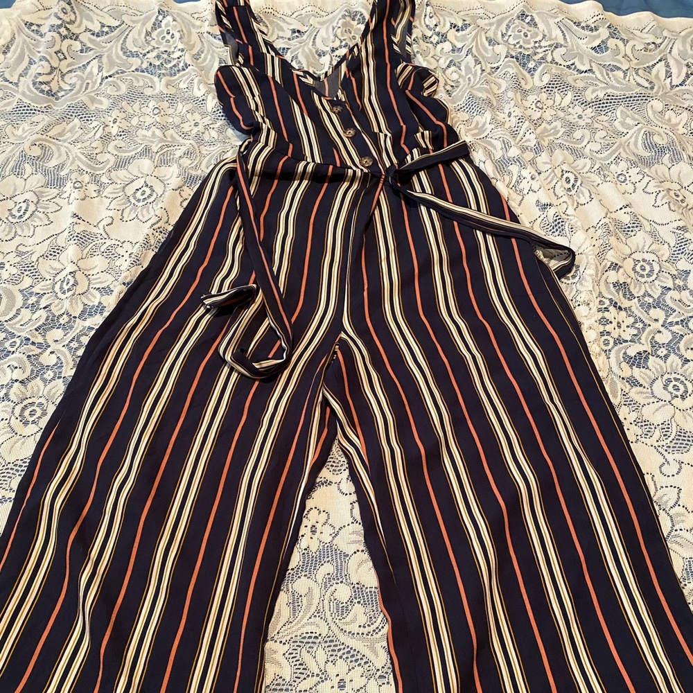 Navy striped jumpsuit